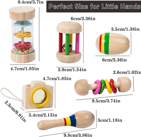 Toddler Musical Instruments, Wooden Percussion Instruments Toys, Eco-Friendly Rattle Music Set for Kids Boys Girls - Preschool Early Educational M...