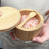 Salt Box Bamboo Salt Container with Swivel Lid and Spoon Small Spice Cellar with Label 8 oz Capacity salt Holder for Countertop with Magnetic to E...