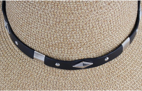 Hat Bands for Cowboy Hats Panama Rancher Hats Fedora Hats Men Women Handmade (Black Silver)...