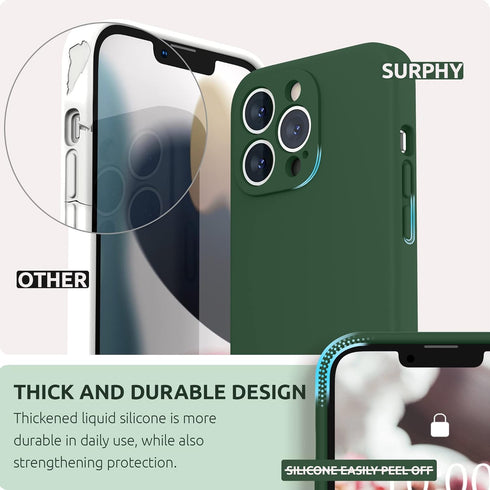 SURPHY Compatible with iPhone 13 Pro Case with Screen Protector, (Camera Protection & Soft Microfiber Lining) Liquid Silicone Phone Case 6.1 inch ...