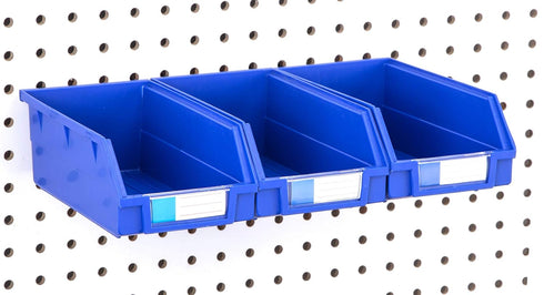 Pegboard Bins – 3 Pack Blue Extra Large - Hooks to Any Peg Board - Organize Hardware, Accessories, Attachments, Workbench, Garage Storage, Craft R...