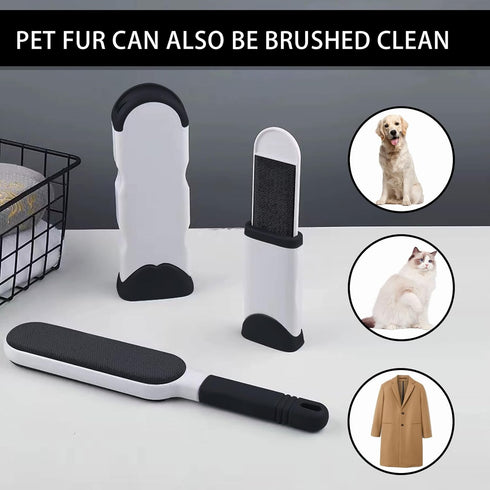 Portable Lint Remover Brushes - 2 Pack Lint and Fur Remover Dog & Cat Hair Remover, Double-Sided Brush with Self-Cleaning Base Hair Cleaner Brushe...