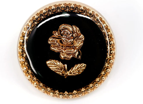 20 pcs Elegant Black Enamel Rose Sewing Metal Shank Buttons for Coats -23mm -7/8"...