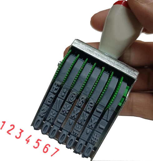 7-Digit Rubber Number Stamp,Number Changeable Roller Stamps,Multi-Function DIY Office Supermarket & School Supplies, Print Size 43 x 7 mm (Gray bl...