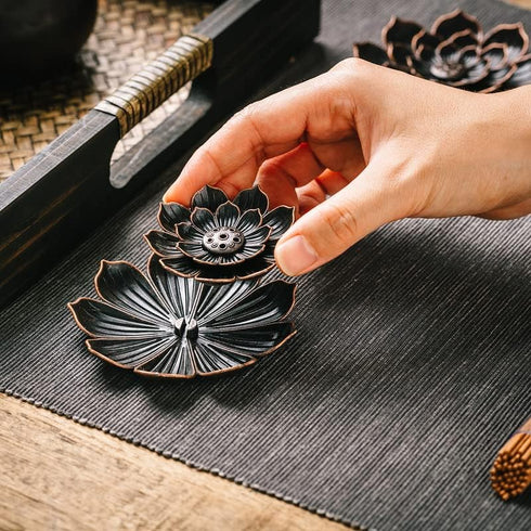 Incense Burner, Incense Holder for Sticks, Brass Lotus Incense Stick Holder and Detachable Ash Catcher...