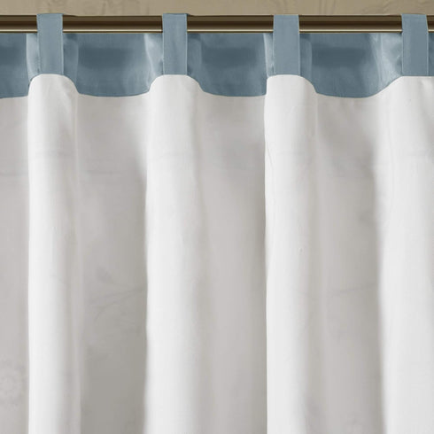 Madison Park Serene Embroidered Light Filtering Rod Pocket Treatment Curtain Window Panel Drape for Bedroom Livingroom and Dorm, 50x18, Blue...