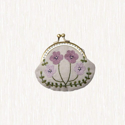 1 Set Coin Purse Embroidery Pouch Making Kit Lock Embroidery Tool DIY Coin Bag (Purple Flower Style)...