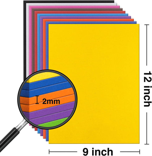 MEARCOOH Foam Sheets Crafts 9x12 Inch 10 colors 2mm Eva Color craft Foam Paper for Crafts Project Preschoolers Classroom Scrapbooking DIY cosplay(...