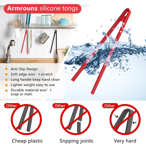 2PCS Silicone Trivet Tongs Anti-slip, 11.8" Silicone Kitchen Tong, Toast Tongs for Cooking, Long BBQ Grilling Tongs for Toaster, Pan Fried Steak, ...