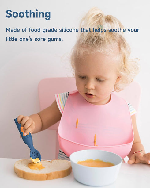 Baby First Spoons Set (2 Pack),Pre-Spoon Feeding Utensil for Kids Aged 6+ Months,Baby Led Weaning (BLW) Teething Spoon-Self Feeding,Silicone Toddl...