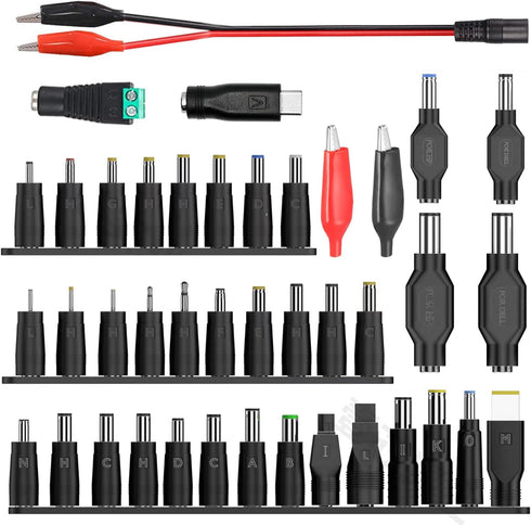 Laptop DC Power Adapter Kits 41 PCS Universal 5.5 mm x 2.1 mm DC AC Power Adapter Tips Connector for Thinkpad Power Supply Plug Jack Sets...