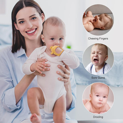 Baby Teething Toys, Soft Silicone Baby Teether Toys for 0-6 Months, Anti-Drop Hand Wrist Wearable Teether, Chew Toys for Sucking Needs, Baby Mitte...