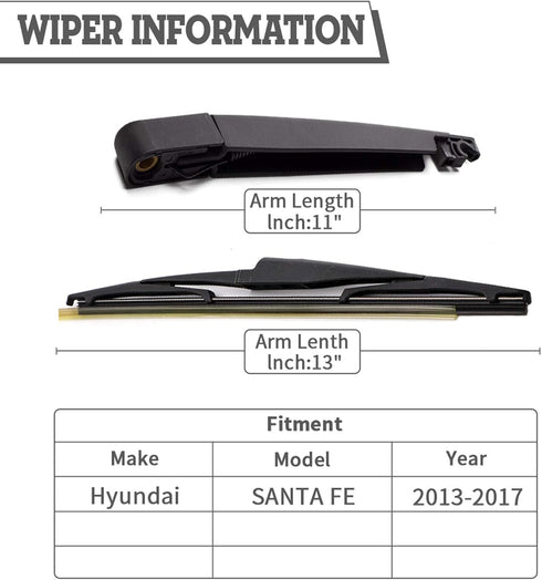 Rear Wiper Arm Blade Nut Kit Set Replacement for Hyundai New Santa Fe 2013-2017,Rear Wiper Cover Accessories Parts,Wiper Cap Set for Back Windshie...