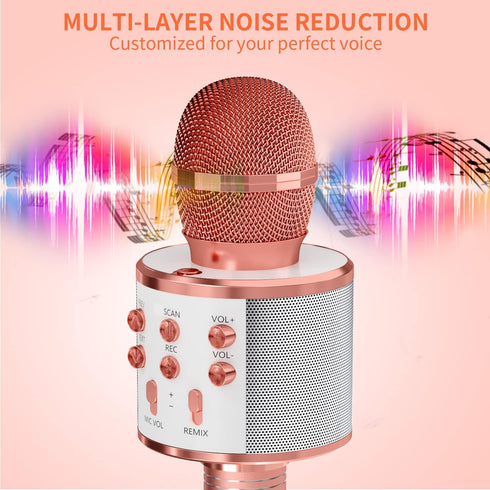 Kids Microphone for Singing, Wireless Bluetooth Karaoke Microphone for Adults, Portable Handheld Karaoke Machine, Toys for Boys and Girls Gift for...
