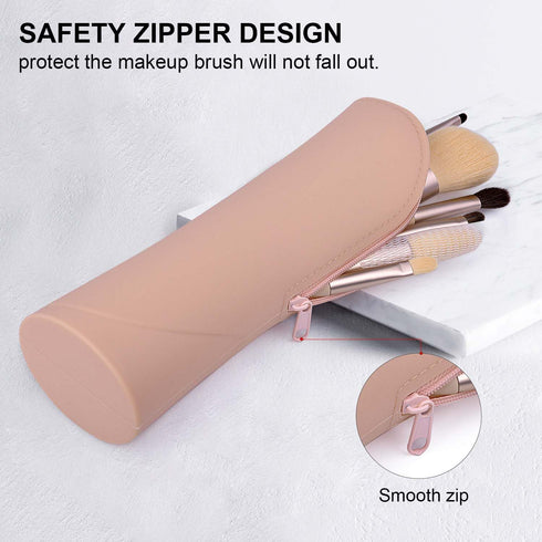 Makeup Brush Holder Silicone Makeup Brush Organizer Travel Makeup Brush Bag Make up Brush Case Small Cute Cosmetic Bag Mini Makeup Pouch Holds up ...