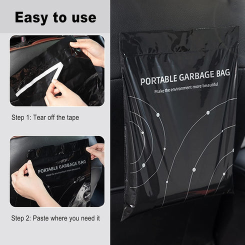 Disposable Trash Bags for Cars, Vomit Bags Pack of 40, Portable Drawstring, Paste Dual-Use Self Adhesive Cleaning Bags, Easy Stick on and Hanging,...