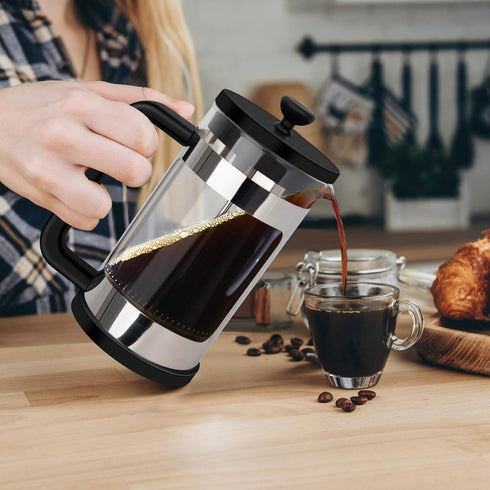 RAINBEAN French Press Coffee Maker 12 Oz, Mini Coffee Press 1 Cup, Single Serve French Press, With 3 Filterations, Heat Resistant Thickness Borosi...