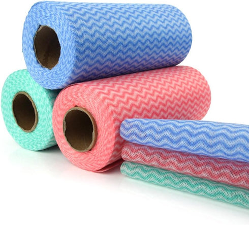 Disposable Cleaning Towel (2 Rolls /100pcs) Paper Towels Multipurpose Fabric OTP Nonwovens Non-Woven Kitchen Disposable Cleaning Nonstick Wiping R...