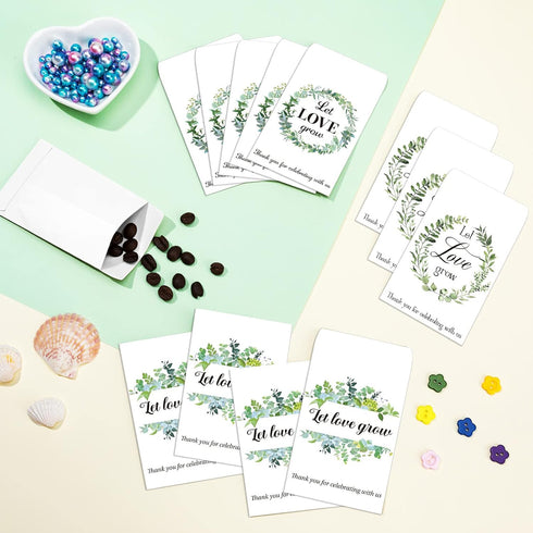 150 Pieces Greenery Seed Packets Let Love Grow Seed Packets Self Adhesive Wedding Envelopes Retro Christmas Valentine Wedding Favors for Guests, 3...