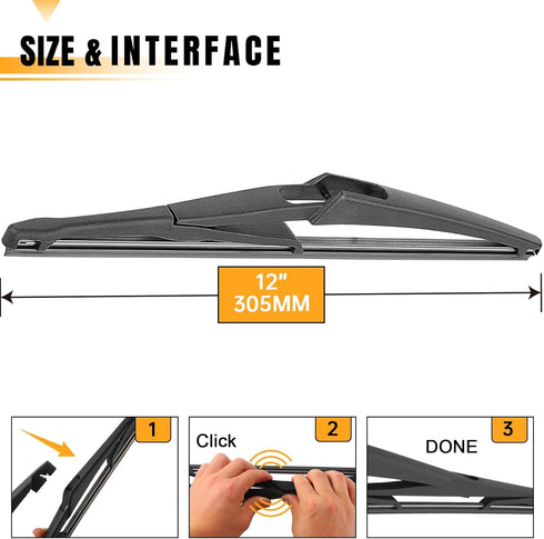 AUTOBOO 12 Inch Rear Wiper Blade Replacement for Mercedes Benz ML350/550/55 GL450/550,GLS450/550,GLE350/400 GLK350, G63 R-Class,Nissan Pathfinder,...