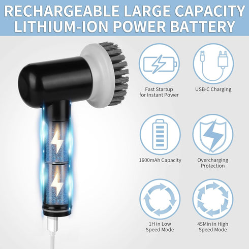 Electric Spin Scrubber, Cordless Shower Scrubber with 3 Replaceable Brushes, Waterproof Power Scrubber for Cleaning Bathroom, Kitchen, Tub, Floor,...