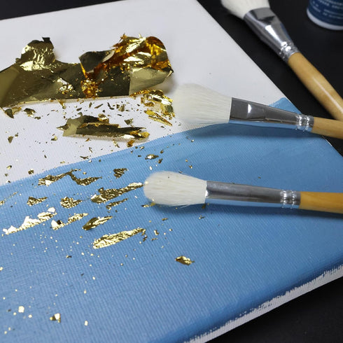 Gilding Brush Set, 7 Pieces Versatile Goat Hair Blending Mop Brushes for Acrylic Painting Wartercolor Foil Gold Leaf Flakes Sheets...