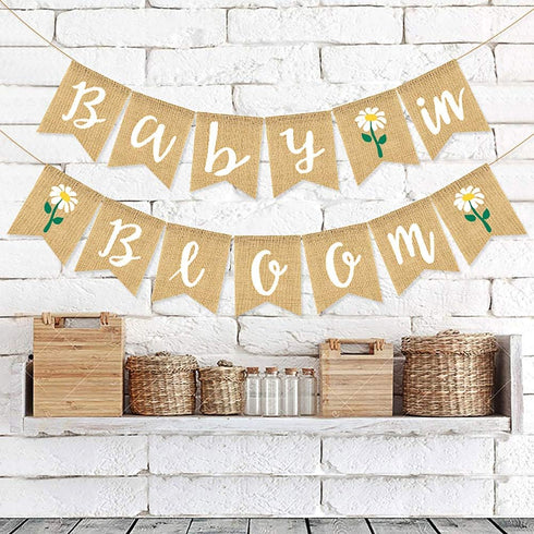 Baby in Bloom Sign Banner Baby Welcome Boy Girl Banner Welcome Baby Garland for Boys Girls Baby Shower Party Decorations...