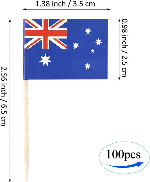 JBCD Australia Toothpick Flag Australian Mini Small Cupcake Topper Flags, 100pcs...