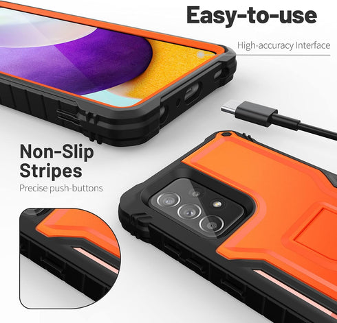 ExoGuard for Samsung Galaxy A52 Case, Rubber Shockproof Full-Body Cover Case Built-in Screen Protector and Kickstand Compatible with Samsung A52 5...