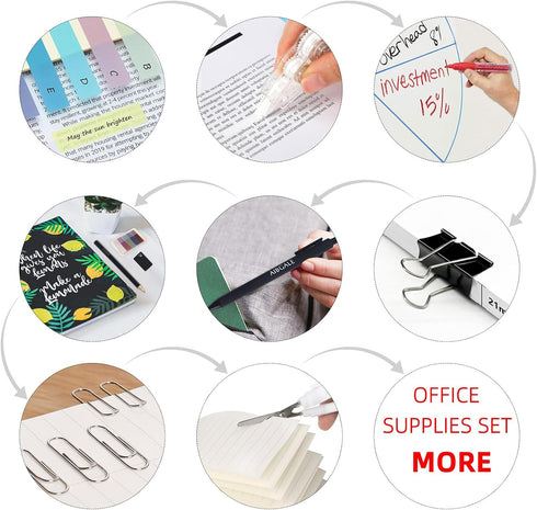 Portable Office Supplies Set, Office Desk Accessories Kit with Organizers, School and Home Desk Storage Includes Pencils, Scissor, Paper Clips, Dr...