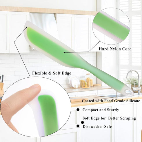 Nonstick Silicone Knife Shaped Flexible Kitchen Spatula Scraper Turner,Kitchen Cooking Utensils With Nylon Core (Green)...