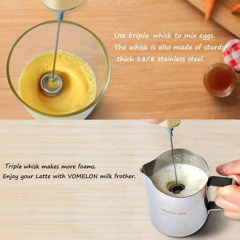 Electric Milk Frother Handheld,Travel Coffee Drink Mixer Batteries Included, 304 Stainless Steel Whisk for latte Cappuccino,Bulletproof Coffee Hot...
