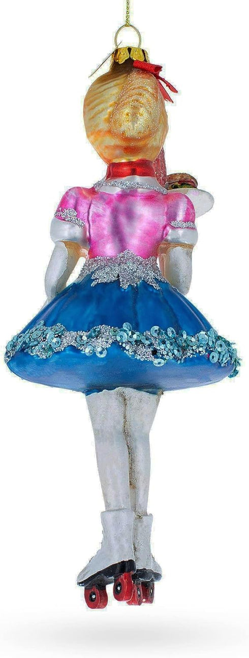 Waitress Carrying Food Blown Glass Christmas Ornament...