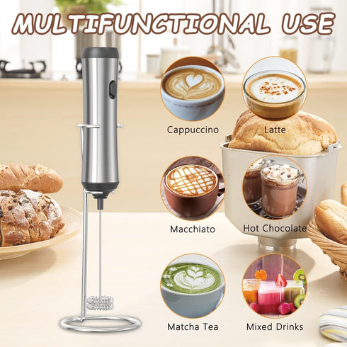 Stainless steel mini rechargeable foam maker and electric mixer Foam coffee, frappuccino latte, milk, hot chocolate, cappuccino and matcha powder ...