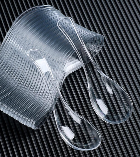 50 PCS Disposable Clear Plastic Spoons,Asian Soup Spoons,Chinese Spoons,tasting spoon,front dish spoon,Plastic Cutlery(Clear round bottom)...