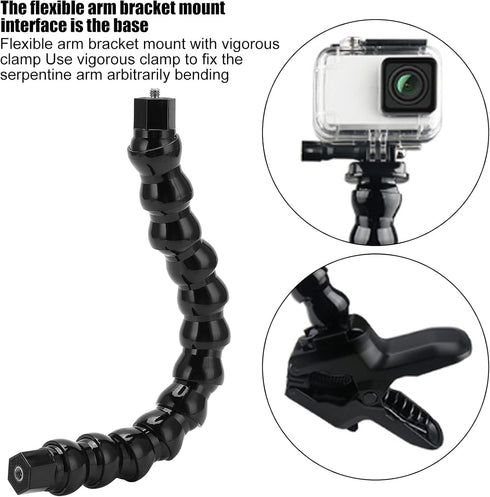 Camera Mount Arm Flexible Mount Arm, 12 Sections Sports Camera Clamp Arm Jaw, 1/4in Screw Holes to 1/4in Screw Action Camera Mounts and Clamps Arm...