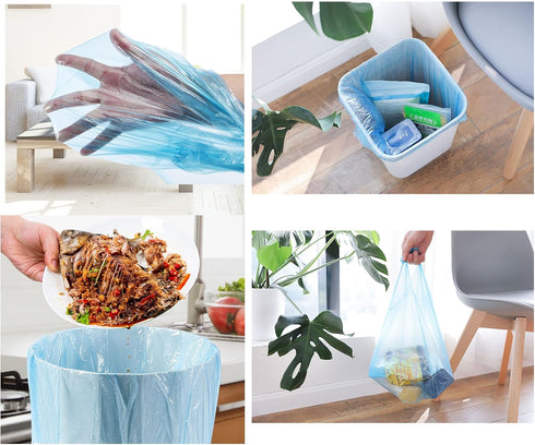 4 GALLON Bathroom Trash Bags, 4 Rolls/100 Counts Small HANDLES Garbage Bags for Office, Bathroom Wastebasket Waste Bin Colorful Portable Rubbish B...