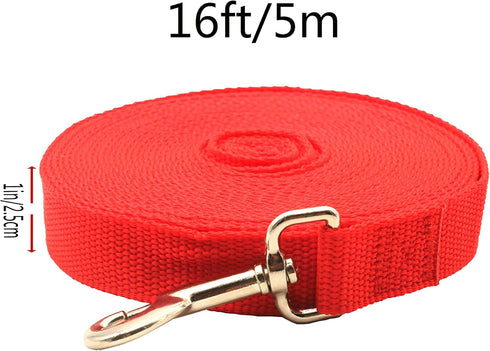 Flat Nylon Lunge Line - Dog Training Rope Equipment with Swivel Bolt Snap - for Training Leash, Play, Safety, Camping,or Backyard1 inch x 16 ft....