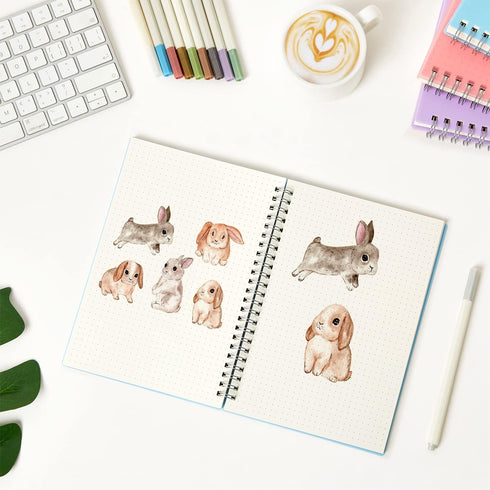 3 Pack Small Spiral Notebook, A6 Dotted Notebook 4.3" x 5.7", 100GSM 5x5mm Dot Grid, 80 Sheets/160 Pages, Small Dotted Spiral Notebooks Journals f...