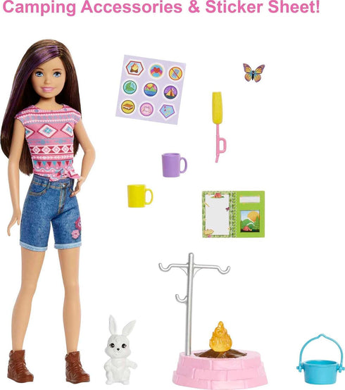 Barbie It Takes Two Skipper Doll & Accessories, Camping Playset with Doll, Campfire, Pet Bunny, Sticker Sheet & More...