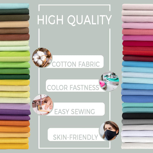 Aubliss 50pcs 9.84" x 9.84" (25cm x 25cm) Cotton Fabric Bundle PreCut Squares Fat Quarter for Patchwork Sewing DIY Craft Quilting Fabric (Bright S...