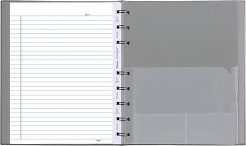 Blueline MiracleBind™ Notebook, Refillable, Lizard-Like Hard Cover, 9.25" x 7.25", 150 Ruled Pages, Cool Grey (AF9150.97)...