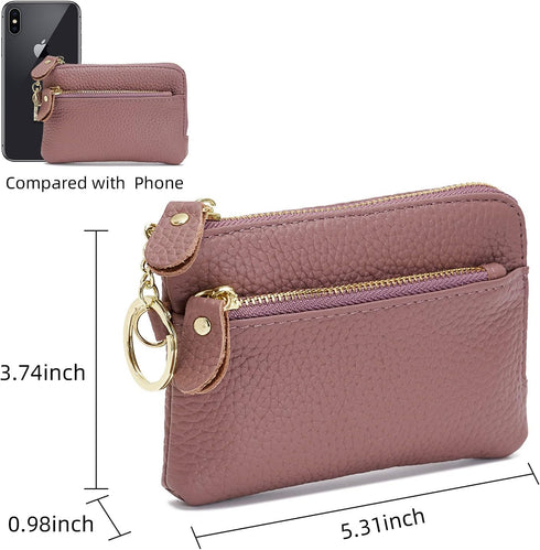Women Leather Coin Purse,Large Opening For Easy Access,With Wrist Strap(Purple)...