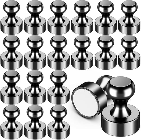 VNDUEEY 20Pcs Strong Fridge Magnets, Black Refrigerator Magnets, Magnetic Push Pin, Strong Whiteboard Magnets for Locker, Map, Kitchen, Office, Sc...