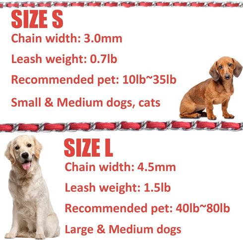 Chain Dog Leash Chew Proof Dog Leash for Medium Large Dogs, 5.5 FT Heavy Duty Metal Leashes with Anti Bite Rope Handle for Training Walking Dogs (...