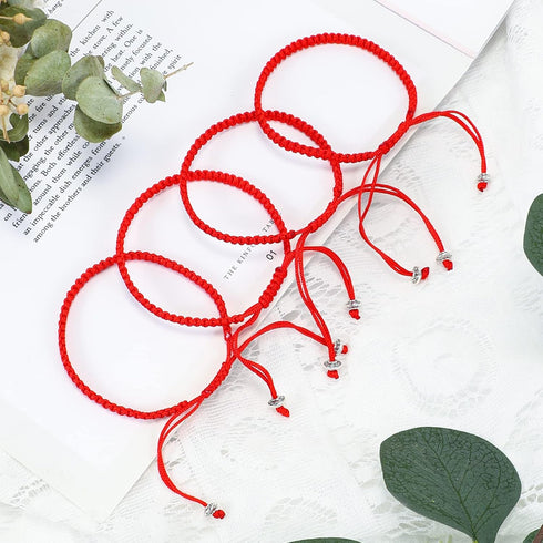 Fumete 48 Pcs Red Bracelets Bulk Kabbalah Red String Bracelet for Protection Good Luck Bracelet with Amulet Tibetan Bracelet Adjustable Buddhist K...