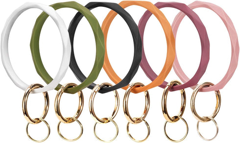 Mymazn Silicone Bangle Key Ring Bracelet Keychain holder for Women Girls Gift Wristlet Round Keyring...