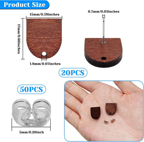 Wood Earring Posts for Jewelry Making,70Pcs Wood Studs for Earring Making Wooden Stud Earrings Posts with Loop Earring Findings Earring Pin Studs ...