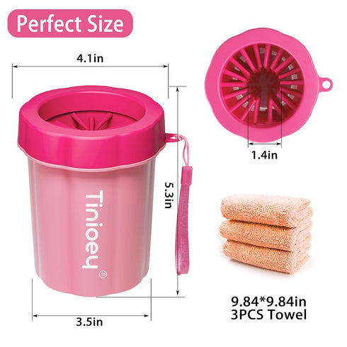 Dog Paw Cleaner for Medium Dogs (with 3 Absorbent Towels), Dog Paw Washer, Muddy Paw Cleaner, Pet Foot Cleaner (Medium, Red)...