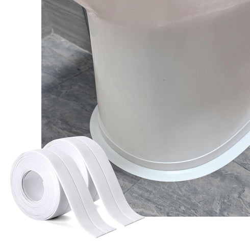 White Caulk Tape Self Adhesive - Waterproof Toilet Caulk Strip - Toilet Sealer Around Toilet Base - Caulking Tape for Bathroom, Bathtub, Floor Wal...